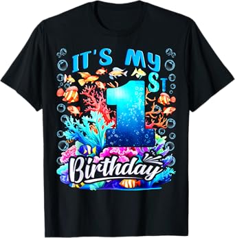 It's My 1st Birthday Boy Sea Fish Ocean Animals Aquarium T-Shirt