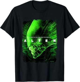 Aliens Iconic Xenomorph Neon Profile Big Chest Portrait T-Shirt
