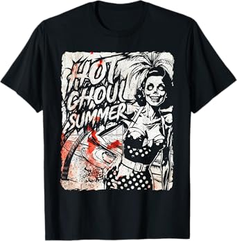 Vintage Hot Ghoul Summer Vibes Halloween Beach Lover Spooky T-Shirt