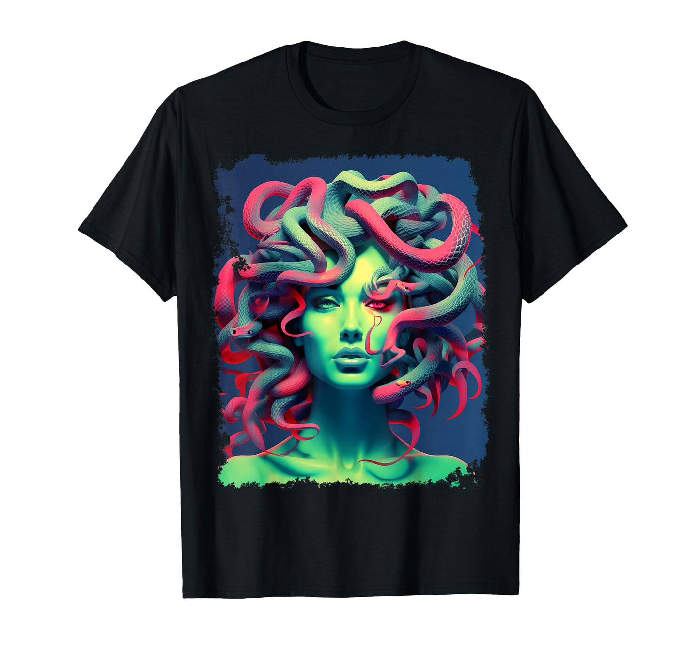 MythoThreads Women's Medusa Graphic T-Shirt - Black, Small, Short Sleeve, Crew Collar, Regular Fit