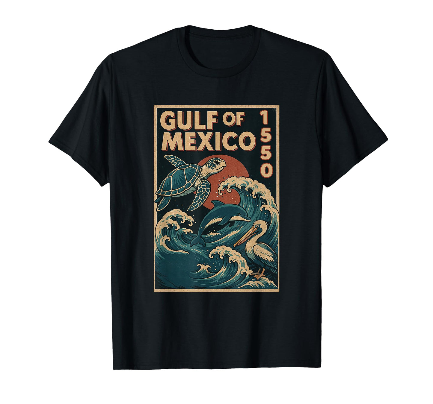 Gulf of Mexico Est. 1550 Wildlife Art Vintage Sea Life T-Shirt