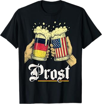 Vintage Prost Germany American Flag Beer Funny Oktoberfest T-Shirt