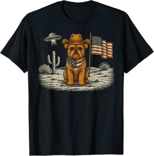 Brussels Griffon 4th Of July Us American Flag Dog Patriotic T-shirt