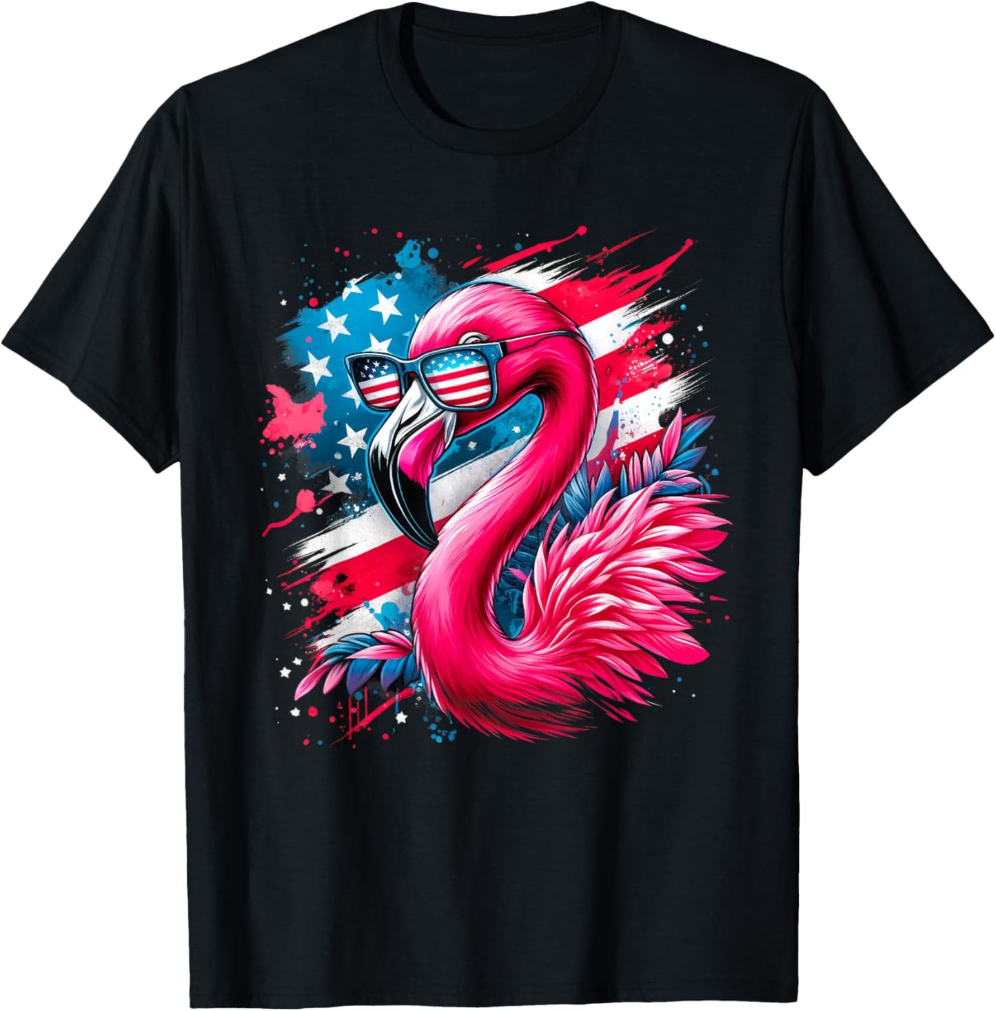 Flamingo 4th Of July American Flag Patriotic T-Shirt