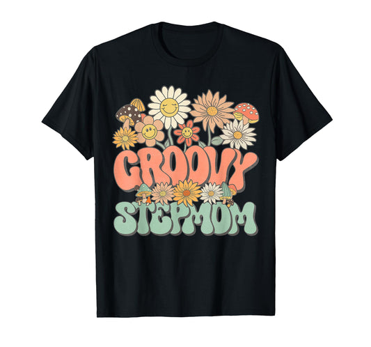 Groovy Stepmom Floral Hippie Retro Daisy Wildflower Women T-Shirt