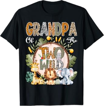 Grandpa Of The Two Wild Animal Safari 2Nd Birthday Party T-Shirt
