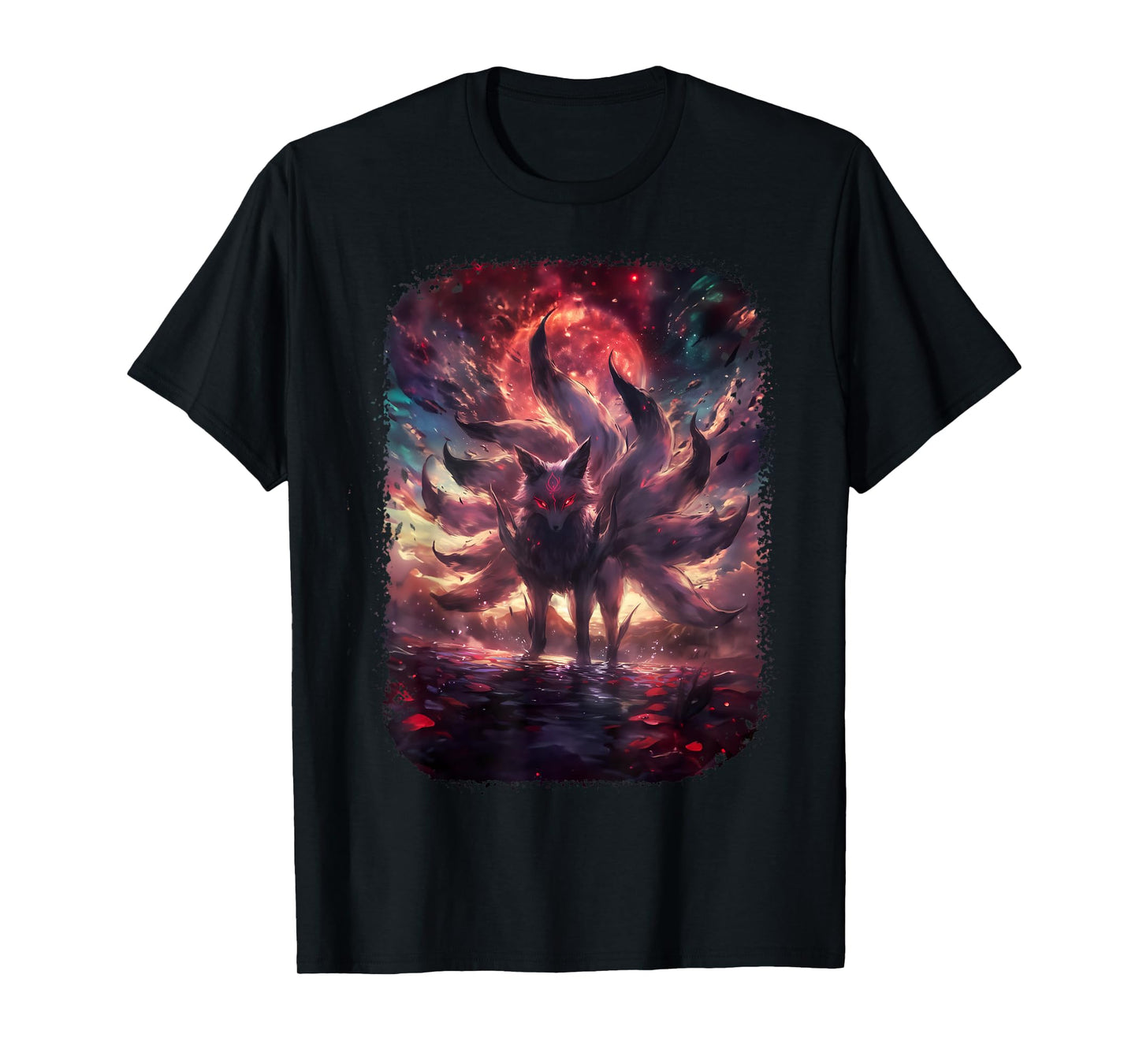 Anime Kitsune Nine-Tailed Fox Manga Otaku Style T-Shirt
