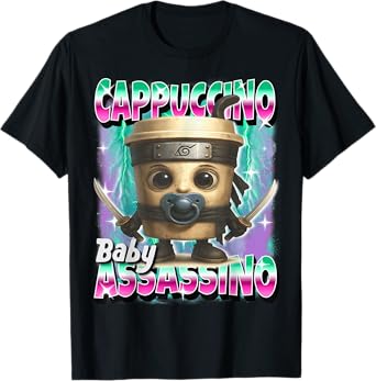 Cappuccino-Assassino Italian-Brainrot-Funny AI Meme for Kids T-Shirt