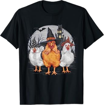 Funny Halloween Chickens Witch Spooky Season T-Shirt