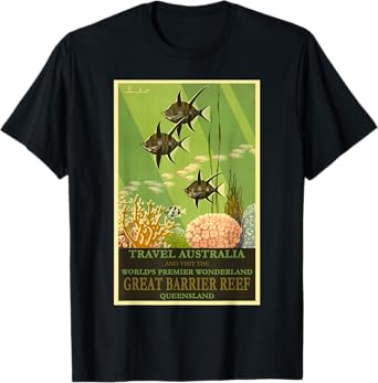 Great Barrier Reef Australia Retro Vintage Travel Queensland T-Shirt