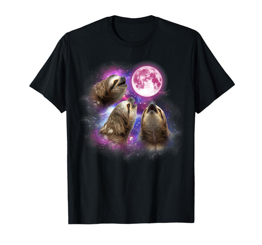 Sloth Howling At The Moon Wildlife colorful sloths tie dye T-Shirt