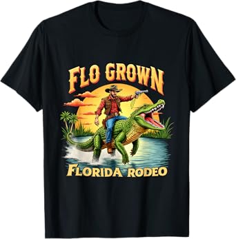 Vintage Retro Flo Grown Florida Rodeo Alligator Ride Graphic T-Shirt