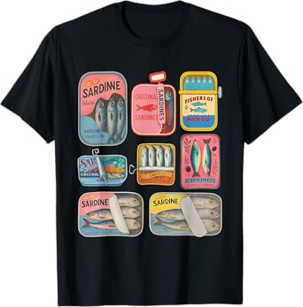 Funny Fisherman Aesthetic Vintage Beach Coastal Sardines T-Shirt