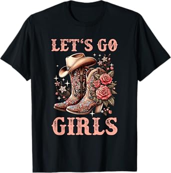 Country Girls Rodeo Woman Cowboy Hat Kids Lets Go Girls T-Shirt