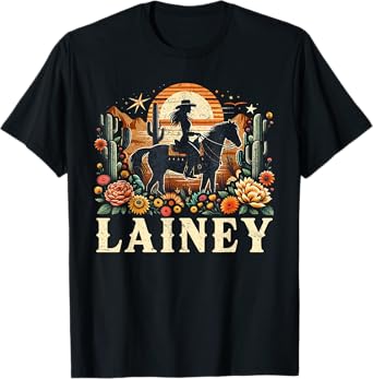 Women Girl Lainey Name Personalized Name Cowgirl T-Shirt