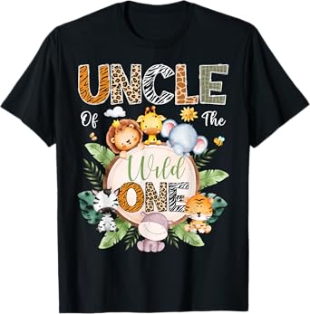 Uncle Of The Wild One 1St Birthday Safari Jungle Animal T-Shirt