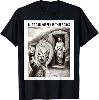 Easter Meme Cat Taking Selfie Jesus Resurrection Christian T-Shirt for Men Women Girls Kids