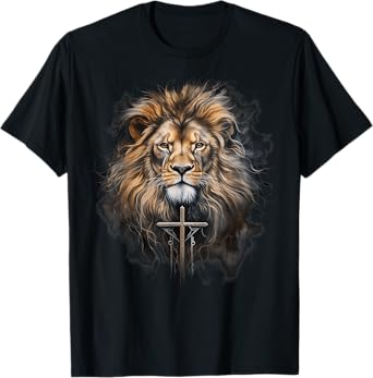 Christian Cross Lion of Judah Religious Faith Jesus Pastor T-Shirt