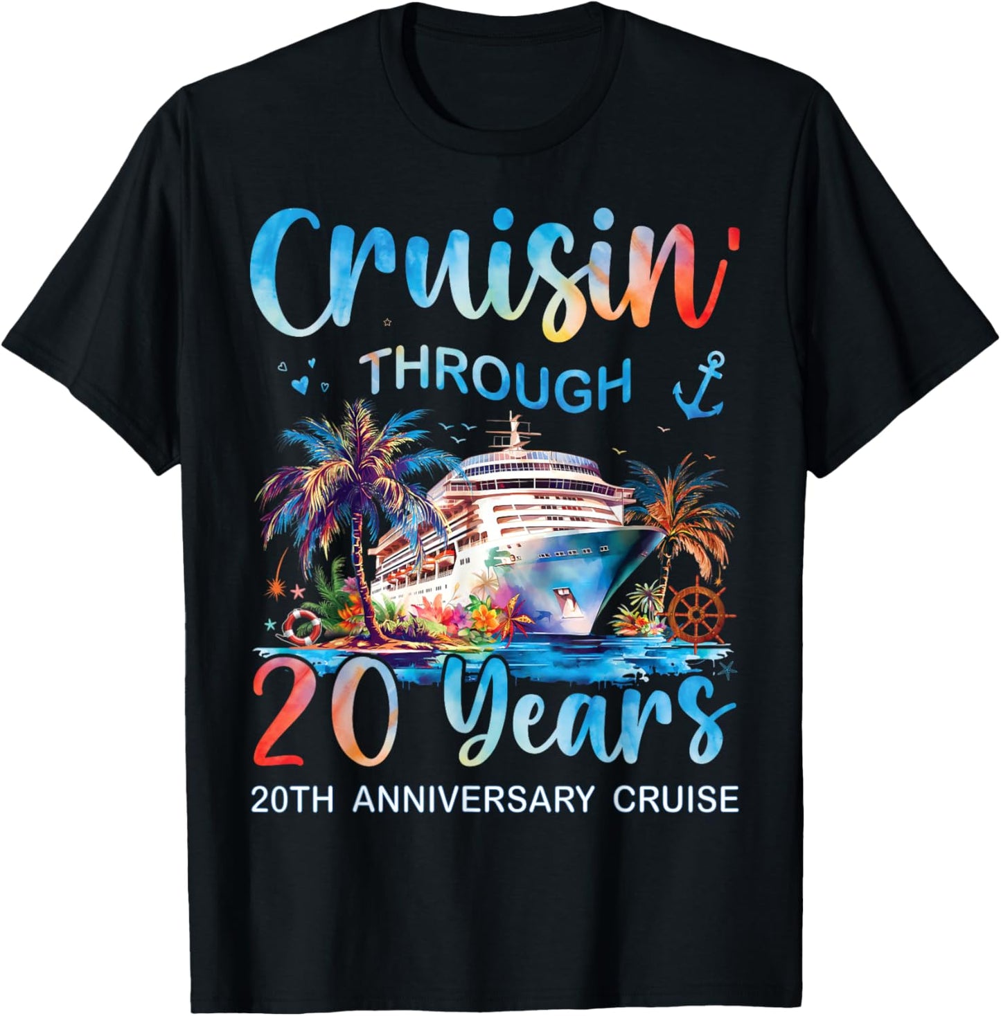 Cruisin Through 20 Years 20th Anniversary Cruise Trip Couple T-Shirt