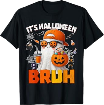 Its Halloween Bruh Boo Ghost Pumpkin Costume Boys Kids Mens T-Shirt