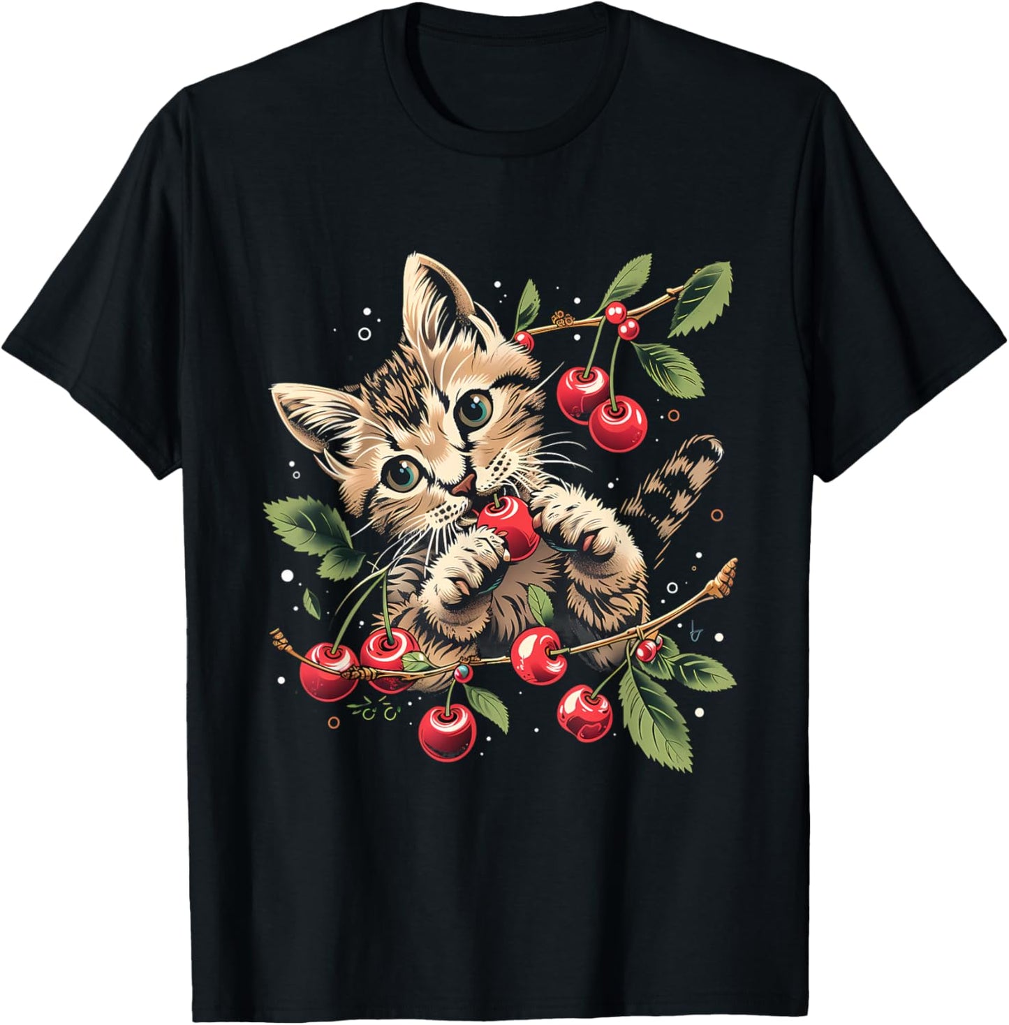 Cherry Cat Nature Cherries Fruits Animal Art Cherry Lover T-Shirt
