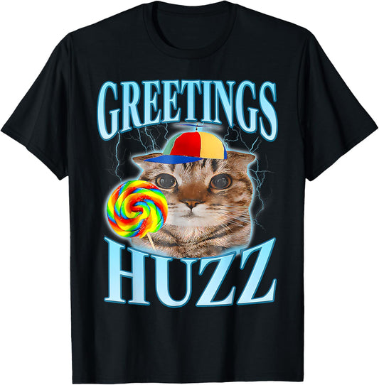 Greetings Huzz Funny Gen Z Gen Alpha Silly Cat Vintage T-Shirt