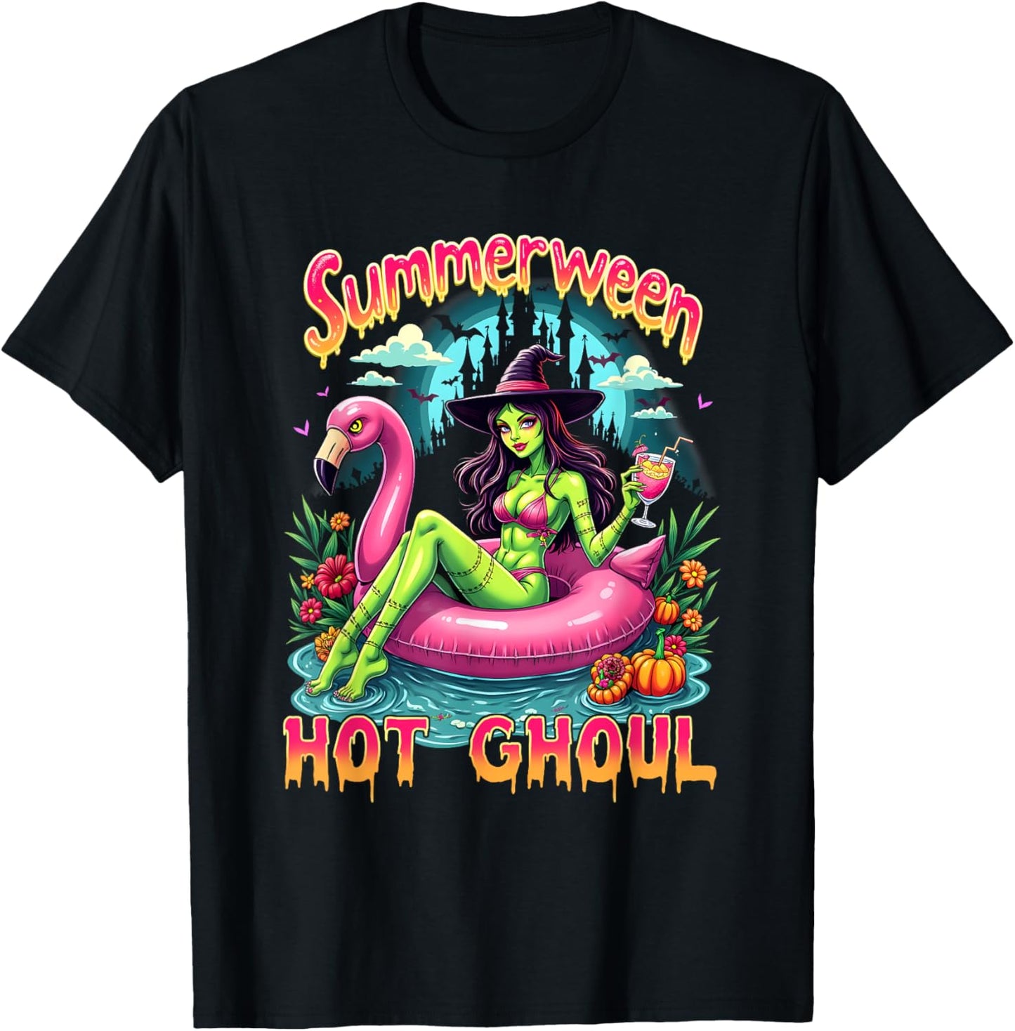 Summerween Witch Vibes Vacation Halloween Funny Party Group T-shirt