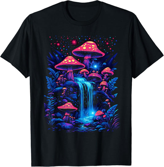 Aesthetic colored water fall Mushroom Cottagecore T-Shirt