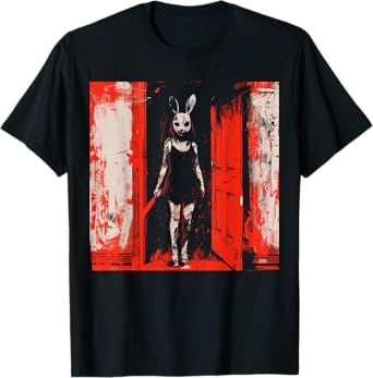 Horror Evil Bunny Slasher Girl Red Anime Goth Creepy Rabbit T-Shirt