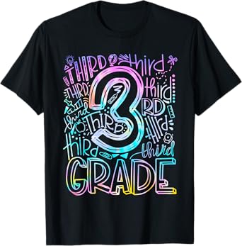 Tie Dye 3rd Grade Typography Team Third Grade Teacher T-Shirt