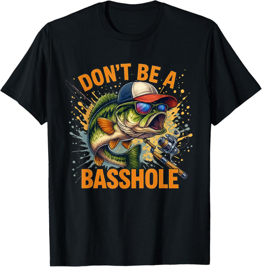 Don't Be A Basshole Bass Fish Funny Fishing Watercolor T-Shirt