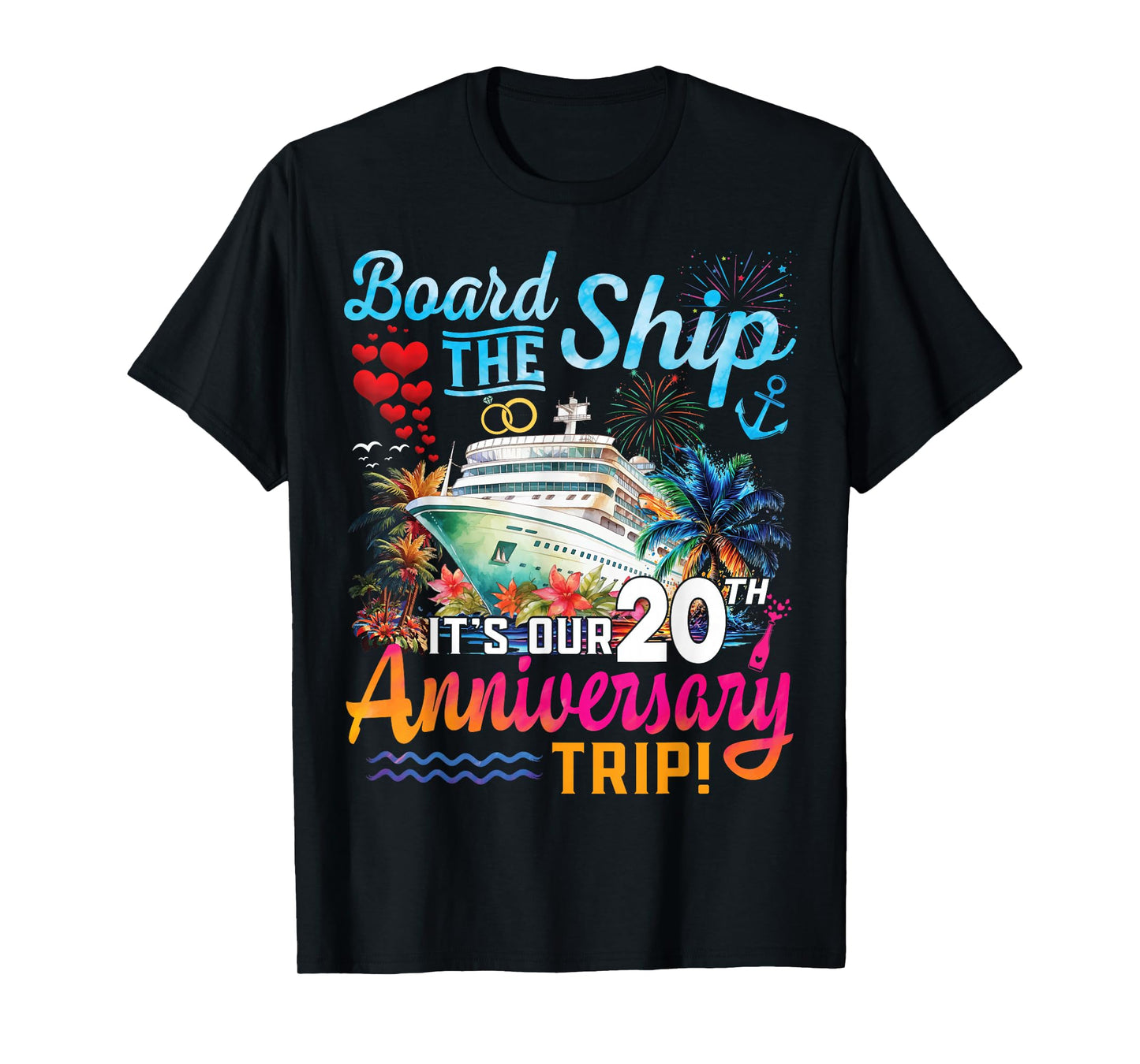Husband Wife 20th Marriage Anniversary Cruise Ship Vacation T-Shirt