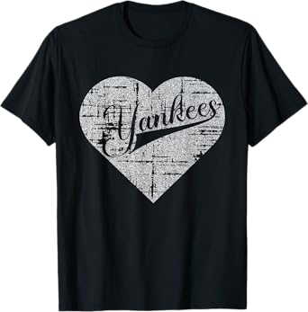 Vintage Heart Yankees I Love Yankees First Name Personalized T-Shirt
