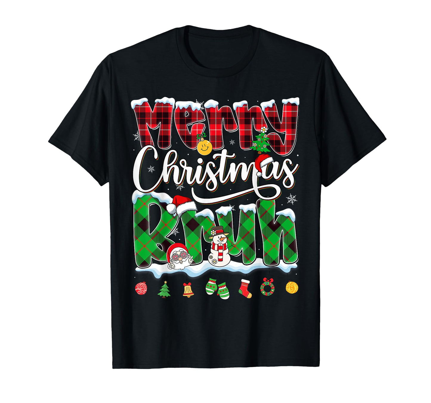 Bruh Merry Christmas Plaid Saying Bro Greeting Boy Men Kid T-Shirt