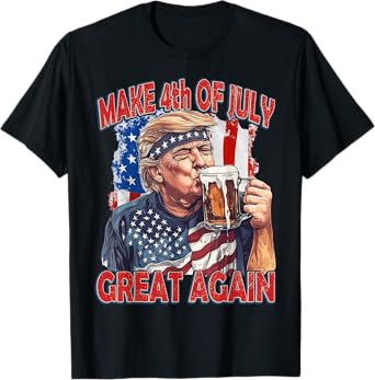 Make 4th of July Great Again Trump American Flag T-Shirt