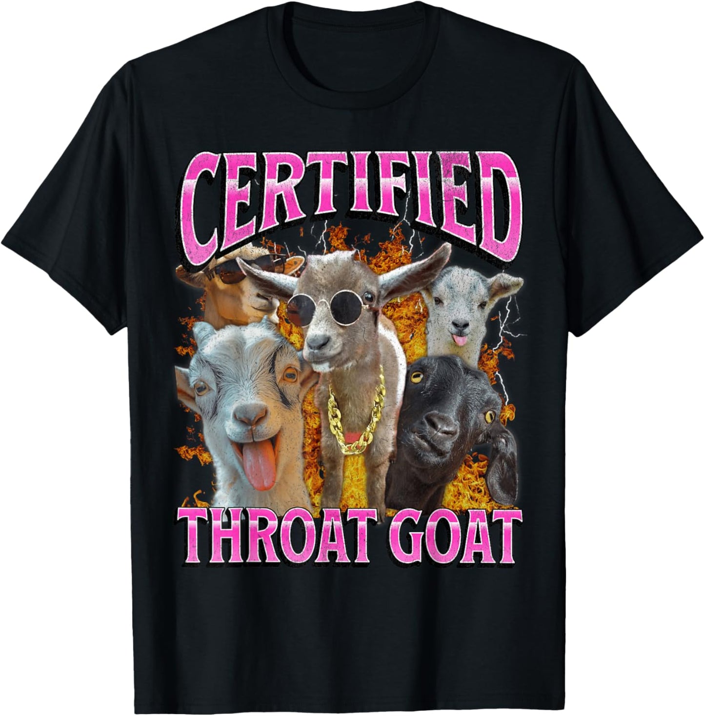 Throat Goat Funny Offensive Adult Humor Bootleg Y2K Graphic T-Shirt