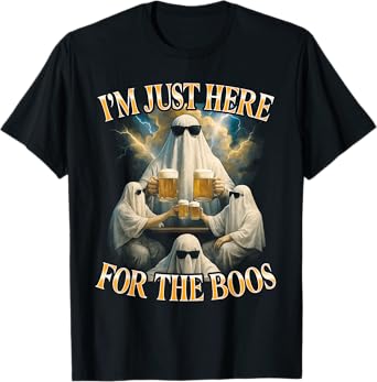 I'm Just Here for The Boos Funny Halloween Beer Ghost T-Shirt