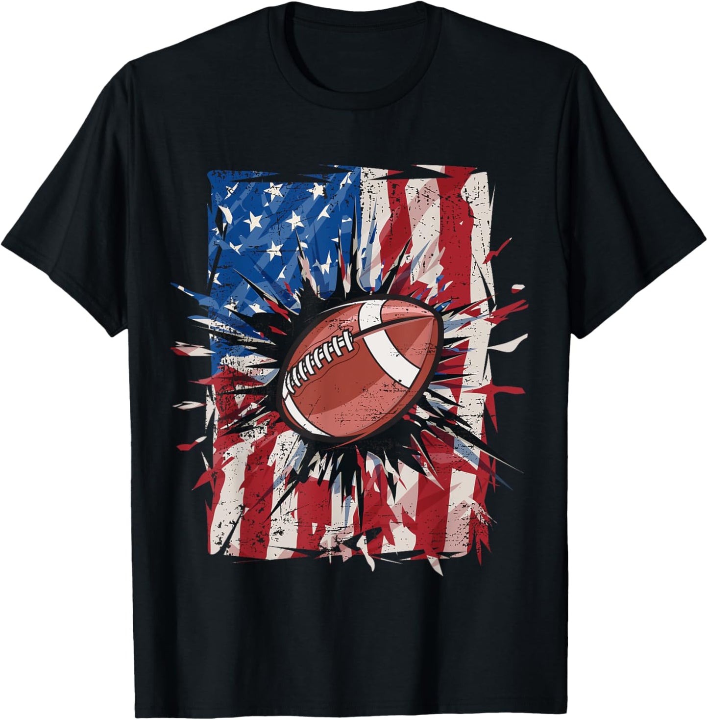 Patriotic Football 4th of July Men USA American Flag Boys T-Shirt