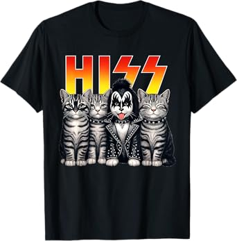 Cute Hiss Cats Rock Kittens Kitty Rocking Music Cat Lovers Men Women Kids T-Shirt