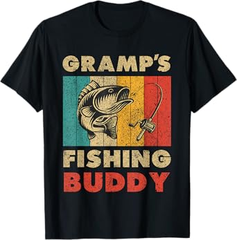Funny Fishing Gramp's Fishing Buddy Vintage Fishing T-Shirt