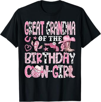 Great Grandma Of The Birthday Cow-Girl Rodeo Western Bday T-Shirt