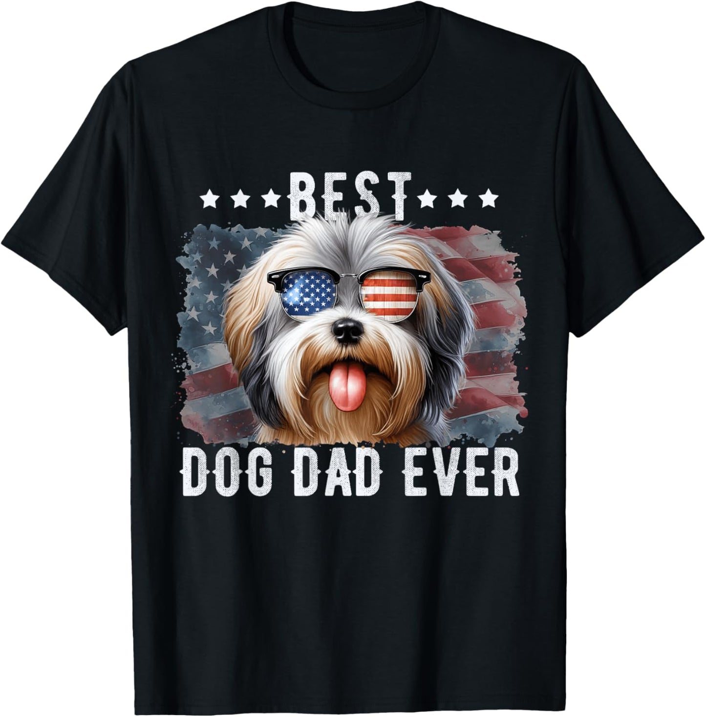 Havanese Best Dog Dad Ever Father's Day American Flag T-Shirt