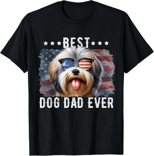 Havanese Best Dog Dad Ever Father's Day American Flag T-Shirt