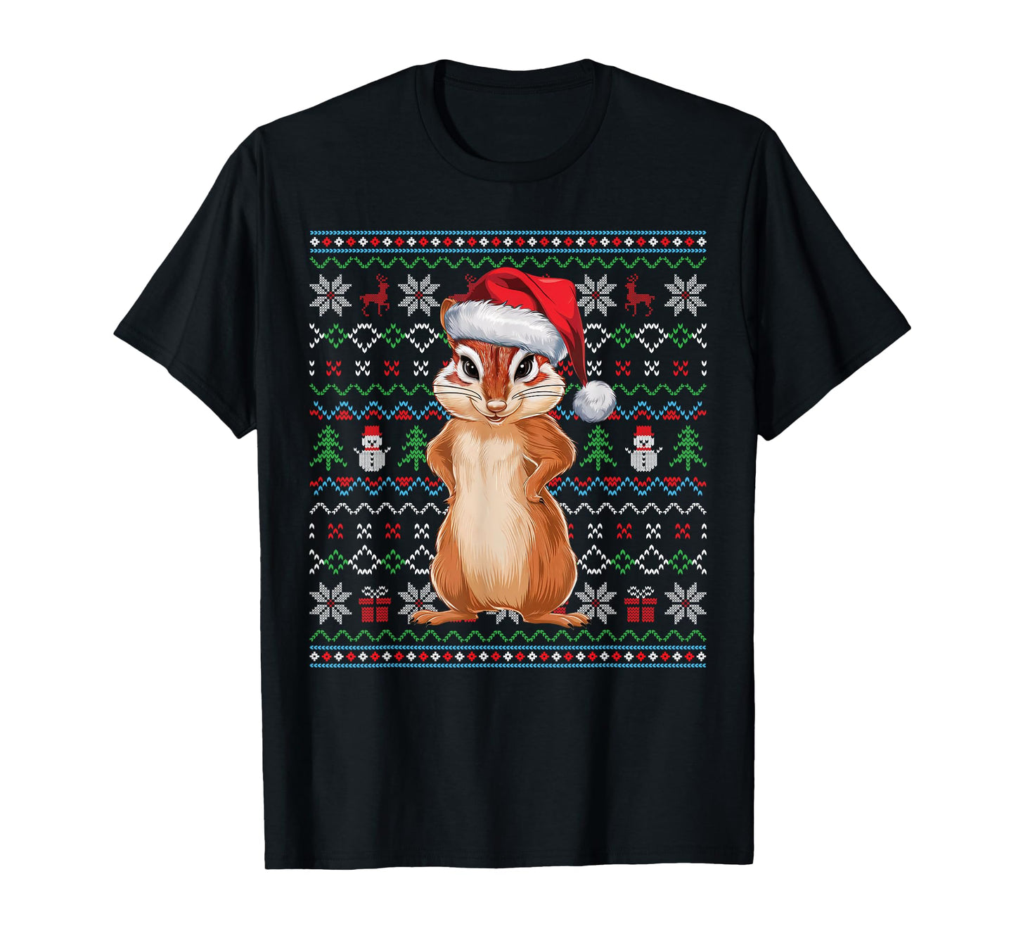 Ugly Chipmunk Lovers Xmas Sweater Santa Christmas T-Shirt