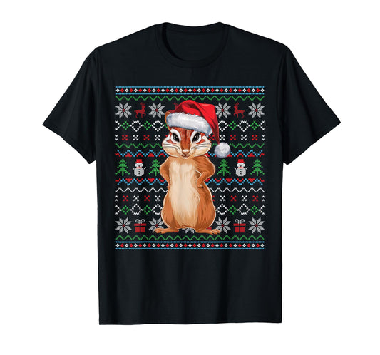 Ugly Chipmunk Lovers Xmas Sweater Santa Christmas T-Shirt