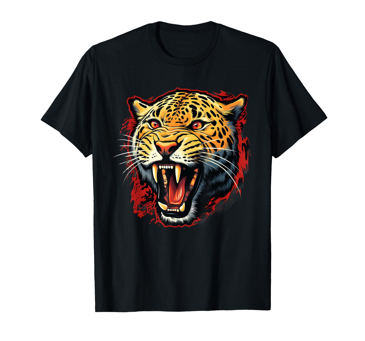 Leopard Safari Artwork Wildlife Animal Art Motif Portrait T-Shirt