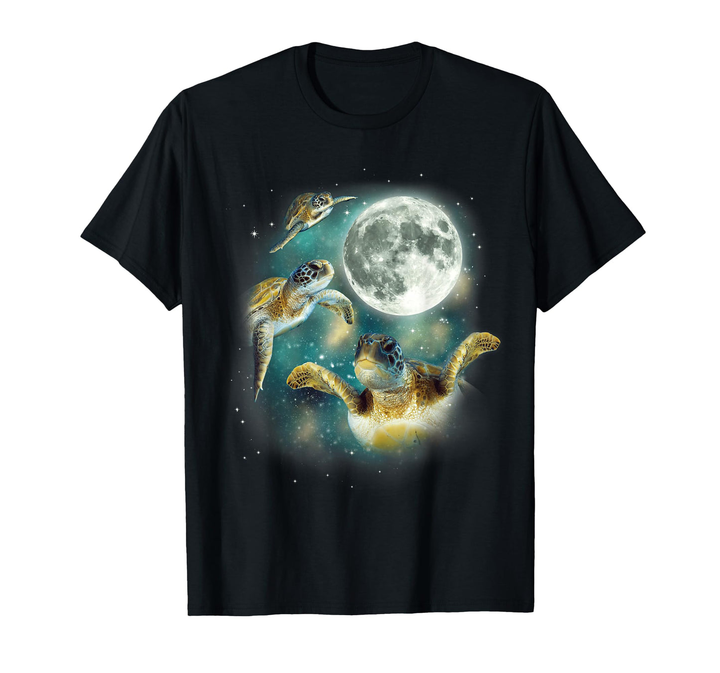 Three Sea Turtle Moon | 3 Magic Sea Turtles Cute Moon Parody T-Shirt