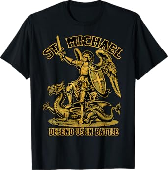 Saint Michael Prayer Defend Battle Catholic Christian Faith T-Shirt