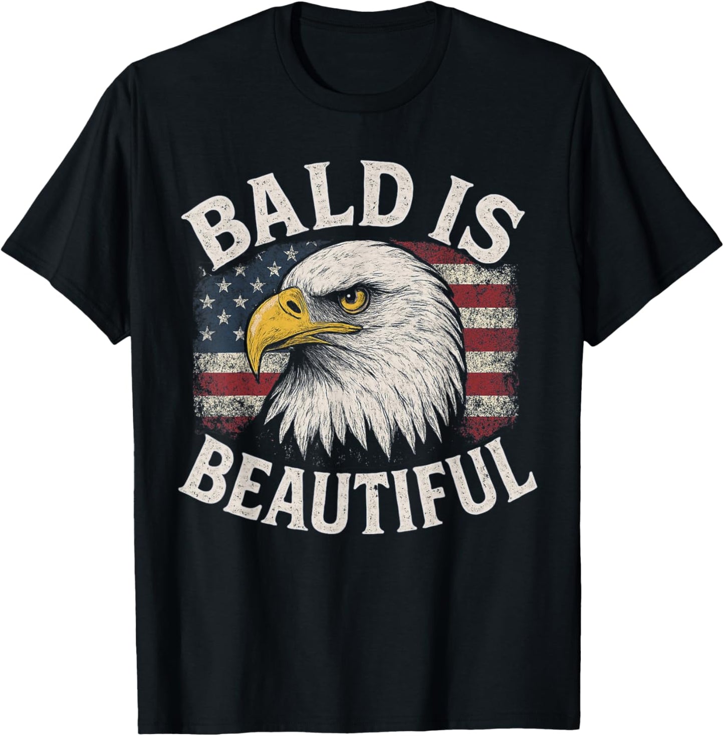 Bald Is Beautiful 4th Of July American Flag Usa Bald Eagle T-shirt