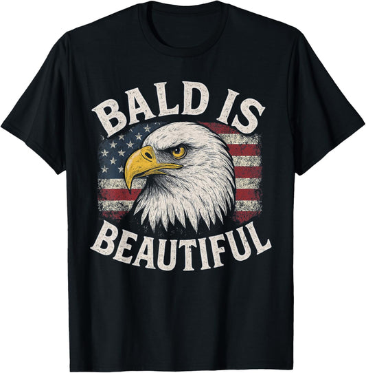 Bald Is Beautiful 4th Of July American Flag Usa Bald Eagle T-shirt